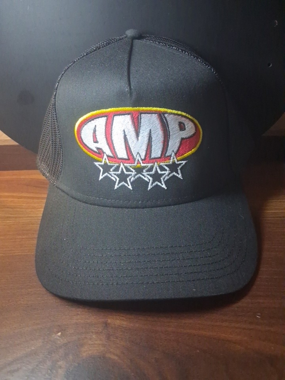 New Mix Black Trucker Hat with AMP Embroidered Patch